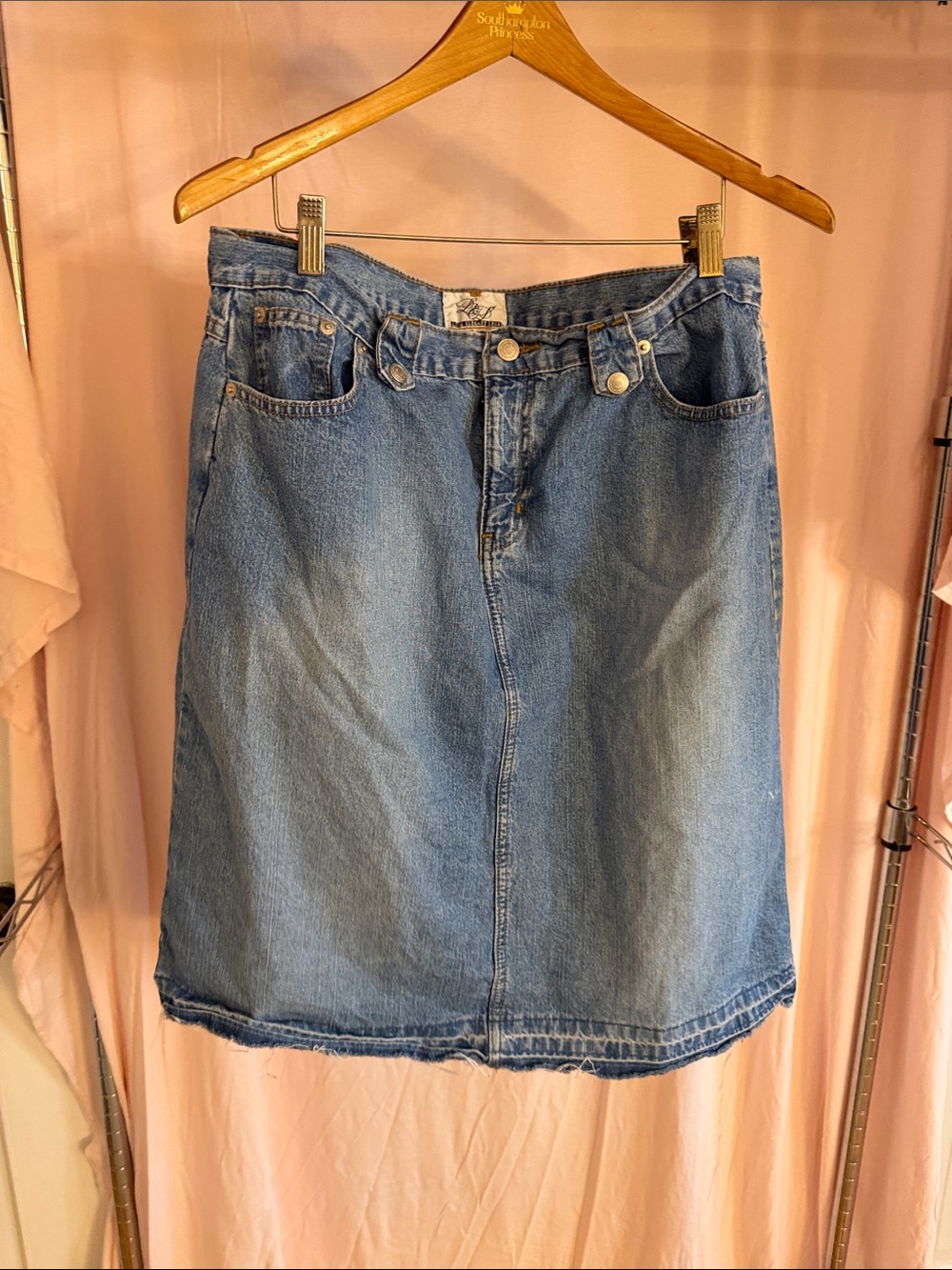 Long Elegant Legs Light Blue Denim Midi Skirt